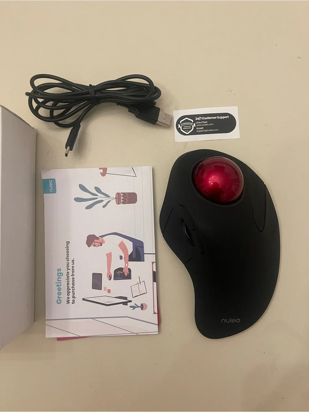 Nulea Wireless Ergonomic Trackball Mouse, Rechargeable, Bluetooth Rollerball